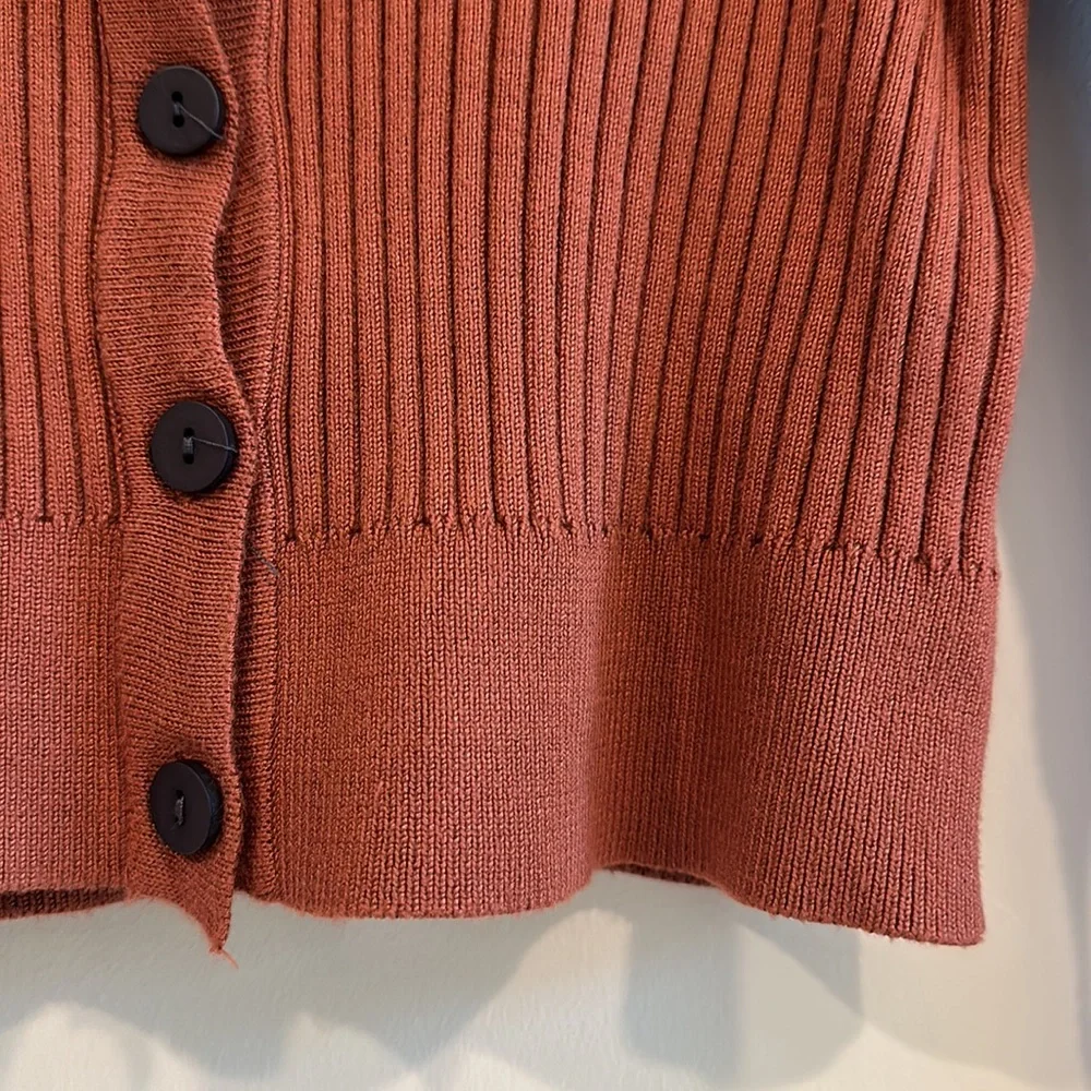 Vici Collection Rust Ribbed Button-Up Cropped Cardigan - Picture 6 of 12